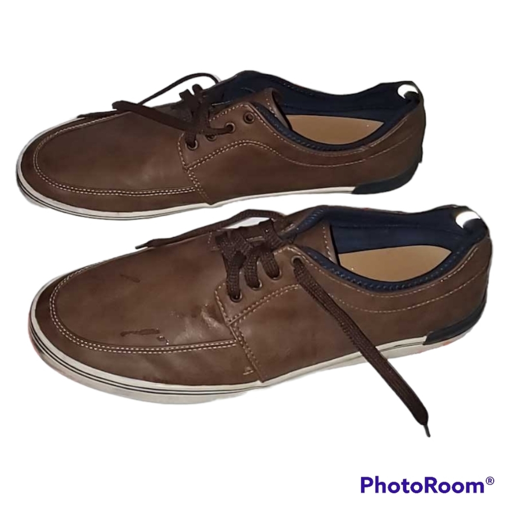 Goodfellow Mens Casual Brown Lace-up Derby Style Shoes Bonded Leather Size 13